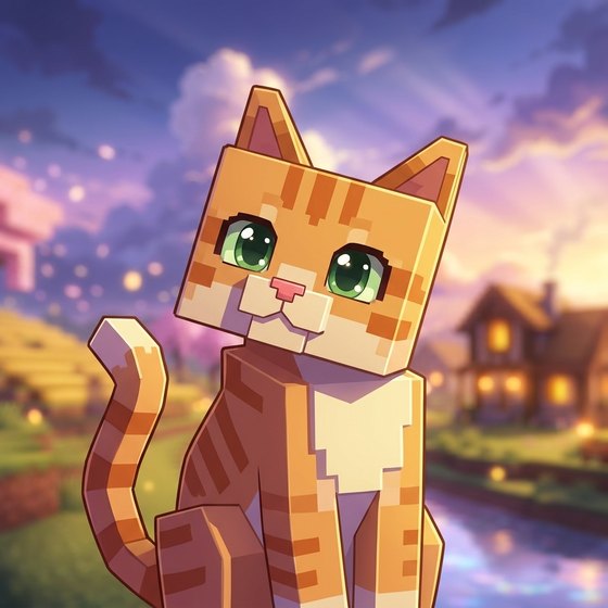 Mochi, the ginger voxel cat